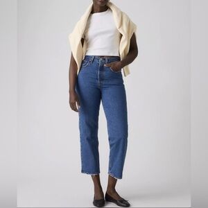 Levi’s Ribcage Straight Blue Jeans Ankle Size 31 High Rise Cropped Denim